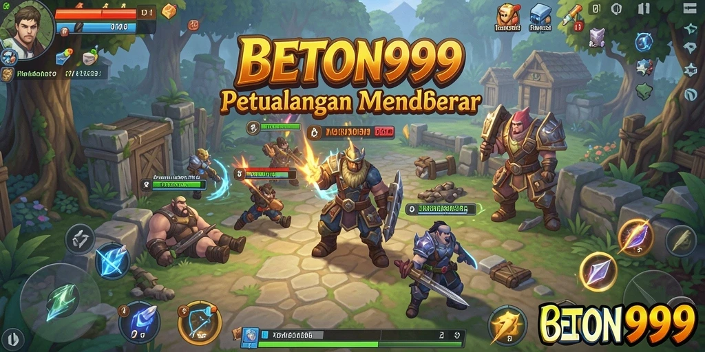 Screenshot BETON999 menampilkan aksi seru dalam pertarungan RPG.