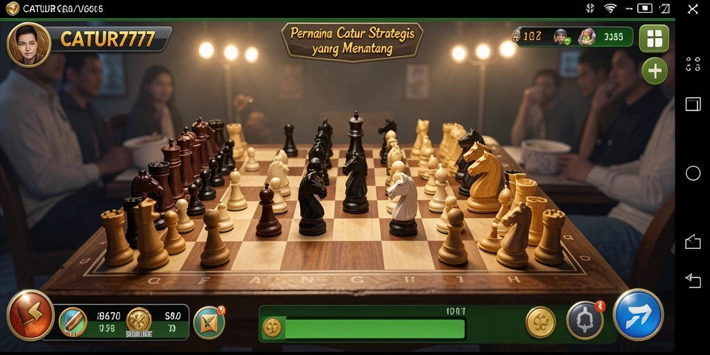 Tangkapan layar CATUR777 menampilkan gameplay catur yang menegangkan.