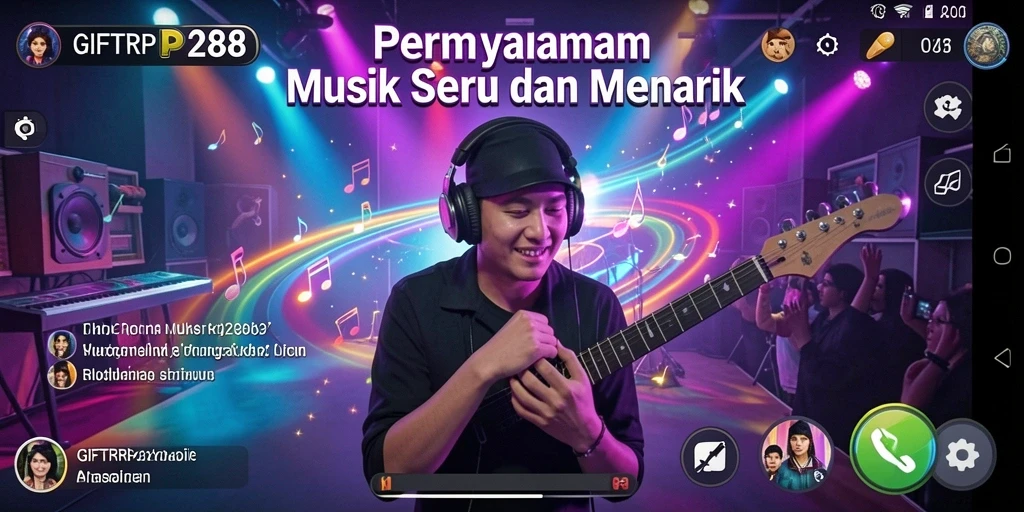 Screenshot utama GIFTRP288 menampilkan gameplay musik yang mendebarkan.