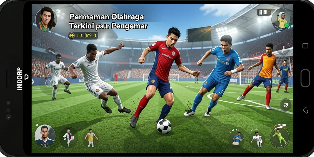 Tampilan gameplay INDORP dengan aksi olahraga seru dan mendebarkan.