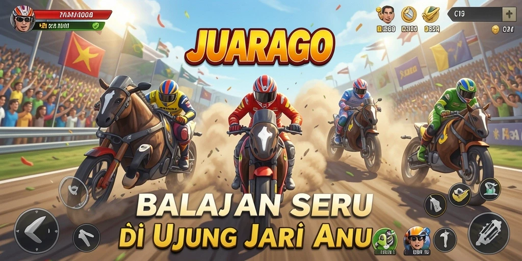 Tangkapan layar gameplay JUARAGO menampilkan balapan seru dengan grafis yang memukau.