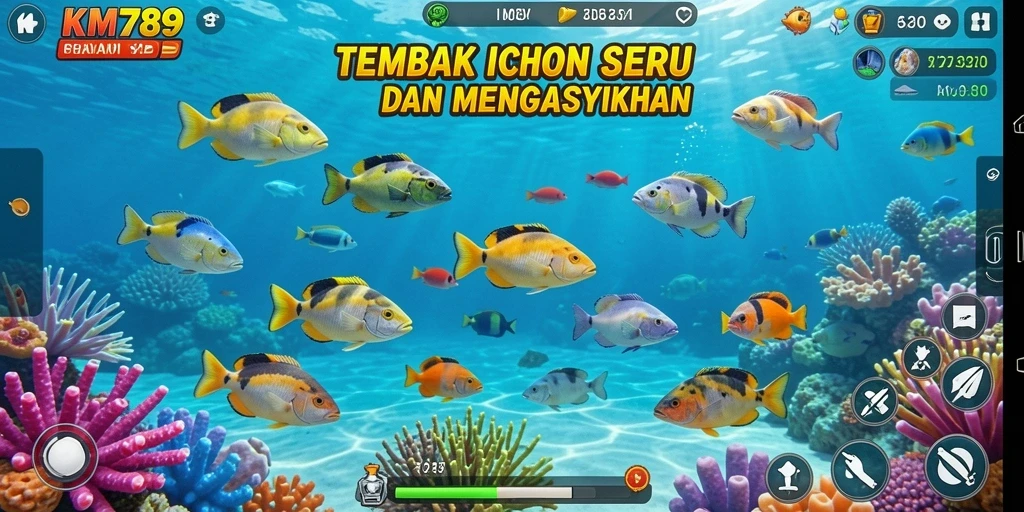 Gameplay menarik saat menembak ikan dengan berbagai senjata.