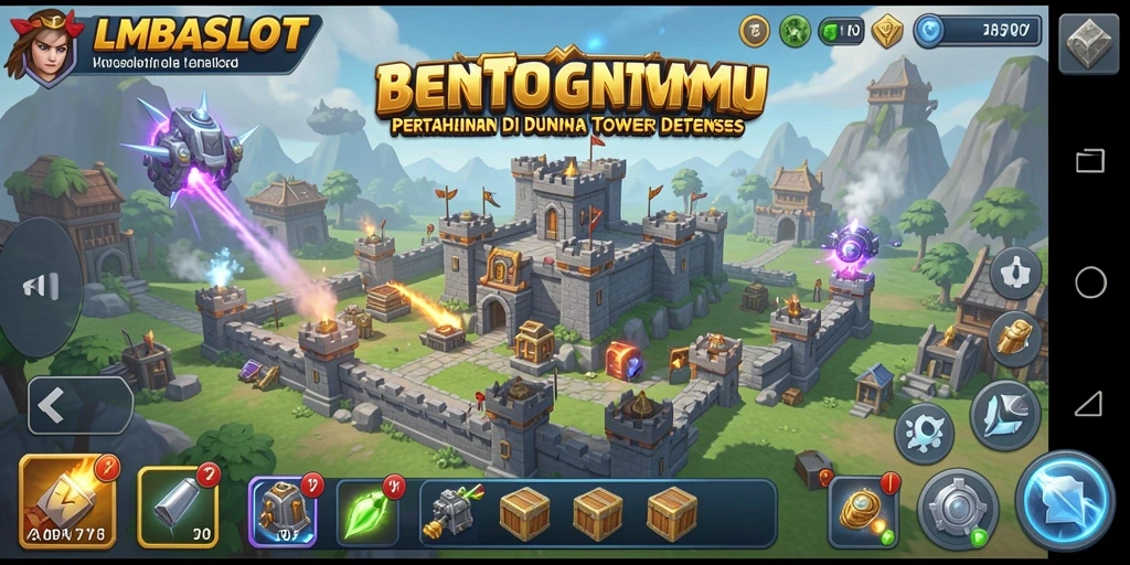Tampilan aksi seru dalam gameplay Tower Defense LMBASLOT.