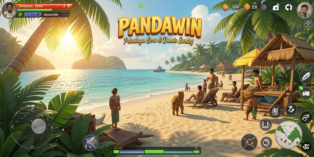 Gameplay seru dalam PANDAWIN dengan karakter menggemaskan.