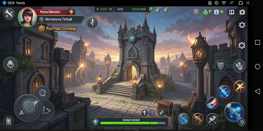 Tampilan gameplay <strong>S9S9</strong> dengan menara pertahanan yang strategis.