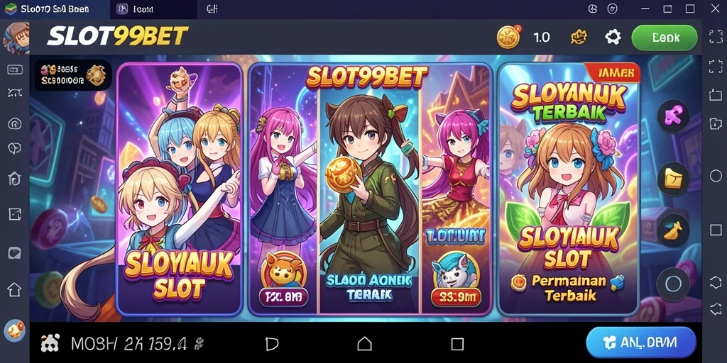 Tampilan utama SLOT99BET dengan gameplay menarik dan karakter anime.